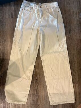 Cream Straight-Leg Jeans